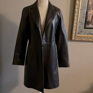 Vintage Brown Leather coat, size medium